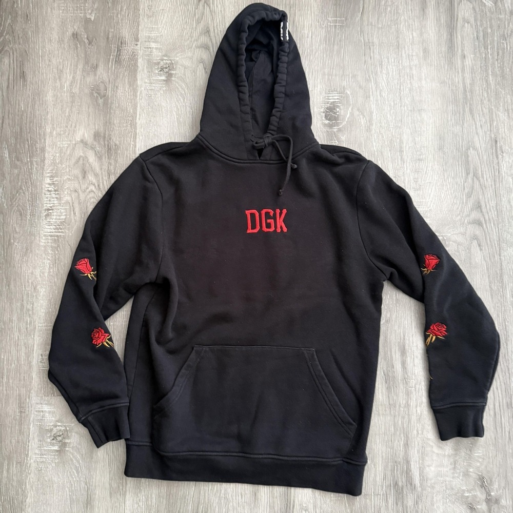 DGK Hoodie Mens Small Black Ruthless Hockey Mask Rose Graphic Horror Pullover